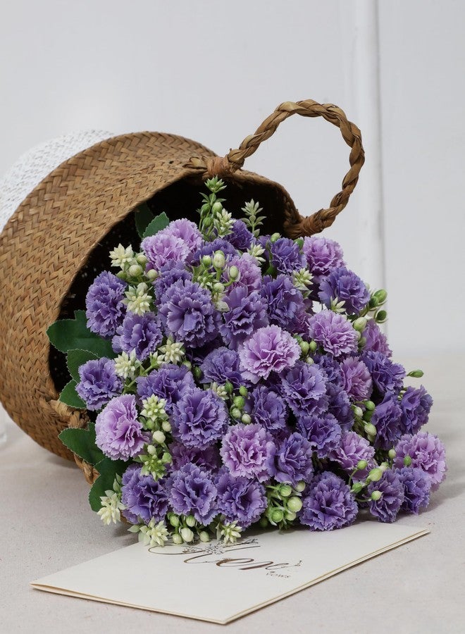 DuHouse Carnation Artificial Flowers,6 Bundles Small Bulk Fake Flower with Stems Silk Carnation Flowers for Home Garden Outdoors Floral Arrangements Wedding Centerpieces Decorations(Purple) - Image 5